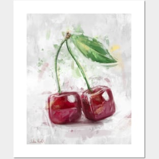 Cube Cherries Painted in a Contemporary Style Posters and Art